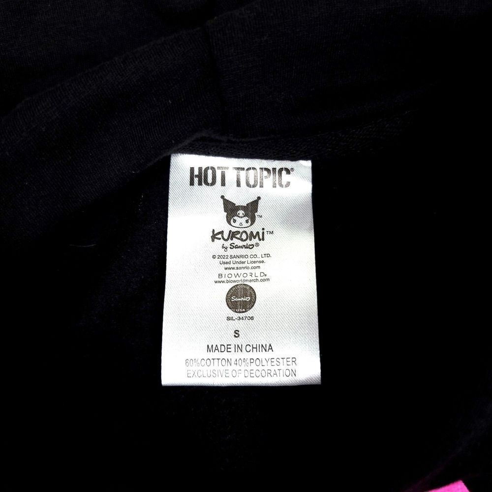 HOT TOPIC Hello Kitty Kuromi 3D Ears Oversized Fleece Hoodie Kawaii Small Black - Picture 2 of 9